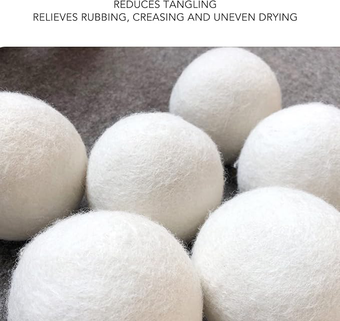 Dryer Balls, 6pcs Wool Drying Balls, Reusable Static Reduction Time Saving Skin Friendly Softener for Clothes