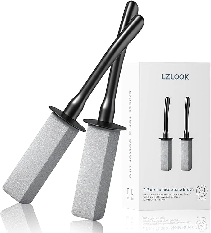 Toilet Pumice Stone for Cleaning, Toilet Bowl Pumice Stone, Extra Long Handle Toilet Bowl Cleaners for Removing Hard Stain Lime. Ideal for Toilet Bathroom Sink Grill Pool(2 Pack Black)