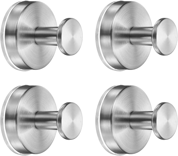 4 Pack Towel Hooks for Bathroom, Wall Hooks Suction Cup No-Drill Door Hanger Apply to Shower/Kitchen/Bedroom/Hanging Coat/Towel/Robe (Silver)
