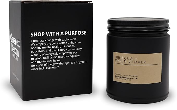 Hibiscus + Green Clover | Luxury Scented Matte Black Jar Soy Candle with Box | Hand Poured in The US | Highly Scented & Long Lasting