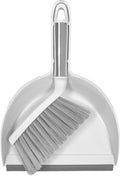 Small Broom with Dustpan Combo Set Mini Broom and Brush Set Hand Sweeper for Cleaning Desk Office Kitchen Pet Nest (White)