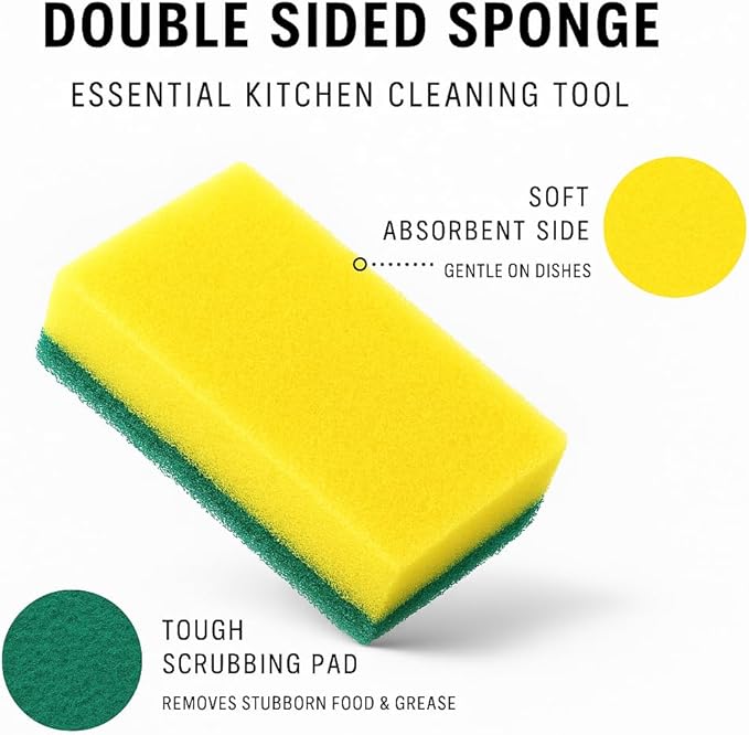 The FaarSky Double-Sided Kitchen Cleaning Sponges, 10-Pack, Heavy-Duty Scrubbing and Soft Absorbent Sides, Non-Scratch