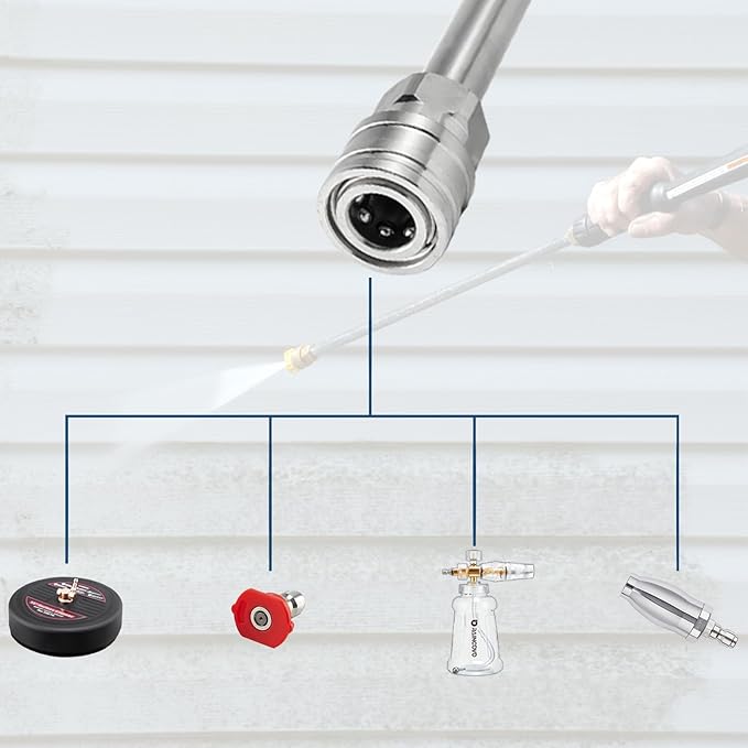 Raincovo Pressure Washer Extension Wand, Stainless Steel Lance 1/4 Inch Quick Connect to M22, Extension Wand Replacement for Power Washer, 17 Inch