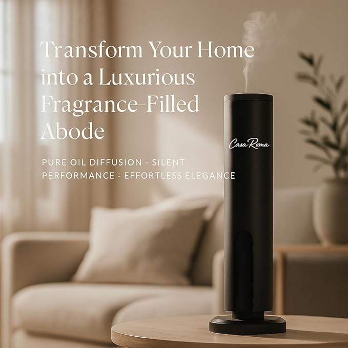 Alto Luxury Table-Top Aroma Oil Diffuser – Waterless Cold-Air Scent Machine with Bluetooth & Touch Panel, Rechargeable Battery, 120ml Cartridge – Black, Up to 1,000 sq. ft