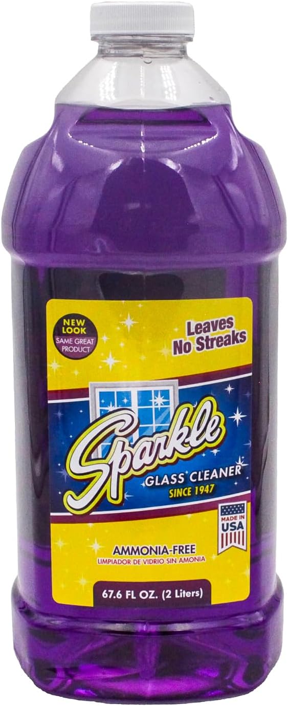 Sparkle Glass Cleaner Spray Refill Bottle, Ammonia-Free Original Formula Heavy Duty Glass Cleaner, Leaves No Streaks, 2 Liter Refill Bottle (Pack of 6)