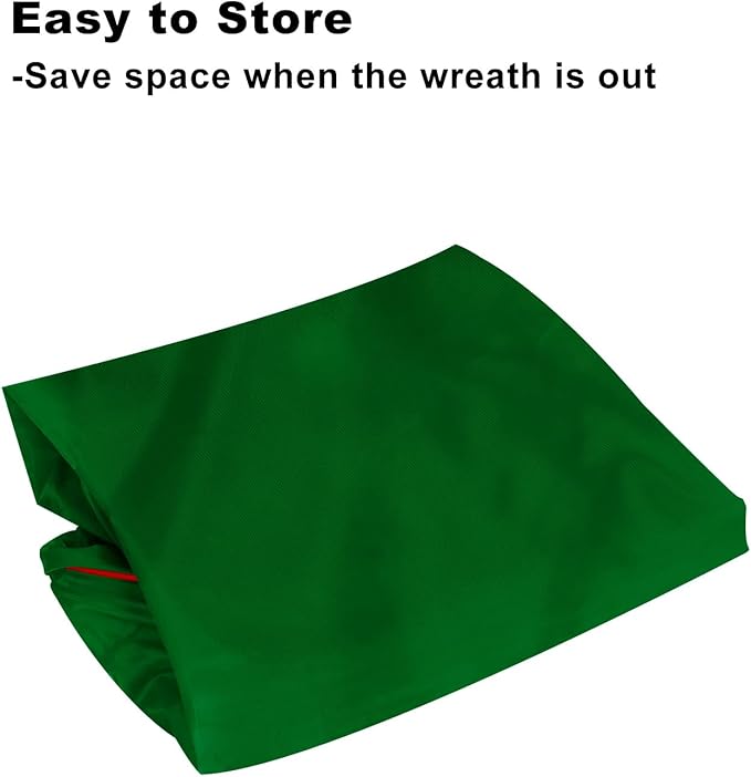 TQS 36" Christmas Wreath Storage Bag - Christmas Large Wreath Storage Container 36 inch- Heavy Duty Reinforced Wide Handle and Double Sleek Zipper - Protect Your Party Decorations Garland - Green