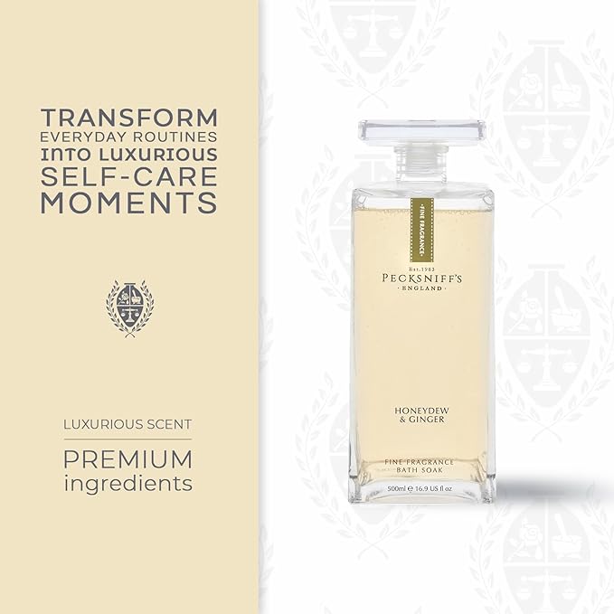 Pecksniffs Prestige 500ml Bath Soak Decanter Honeydew & Ginger
