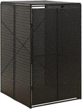 Single Wheelie Bin Shed Garbage Can Storage Shed, PE Trash Container Management Unit, Outdoor Patio Recycling Dustbin Trash Shed, Black 27.6"x31.5"x46.1" Poly Rattan