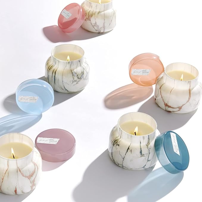 Capri Blue Modern Marble Jar Candles - Luxury Scented Candles for Home - Long Lasting Soy Wax Blend - Scented Home Decor Gifts - Volcano (8 oz)