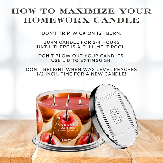 HomeWorx by SLATKIN + CO. Candle- Caramel Apple, 18 oz. Premium Scented Candle - 30-55 Hours Burn Time