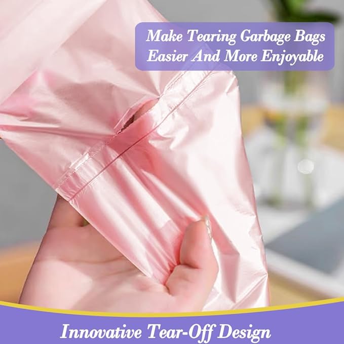 3 Gallon 180pcs Small Pink Trash Bags(Fit 2.6-3.2 Gal) Plastic Strong Pink Garbage Bags, Bathroom Trash Can Bin Liners, Waste Basket Liner, Fit 10-13 Liter, 2.5-2.6 Gallon,3.2Gallon(3-Pink180)