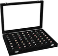 Wudygirl 7 Slot Ring Holder Organizer Display Tray for Rings And Jewelry Storage Velvet Ring Box with Multiple Slots Rings Organizer and Jewelry Showcase (Black Velvet)