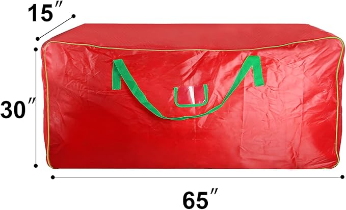 Christmas Tree Storage Bag - Fits Up to 9 Foot, Durable Large Container Protects from Dust, Reinforced Wide Handle and Dual Zipper - Heavy Duty to Hold 9ft Artificial Tree, Red