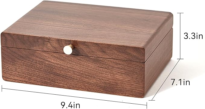 CHOSIN Black Walnut Wooden Jewelry Box for Women 2 Layer Jewelry Organizer with Removable Tray for Watches Rings Earrings Necklace Bracelets Storage Valentine's Day Gifts
