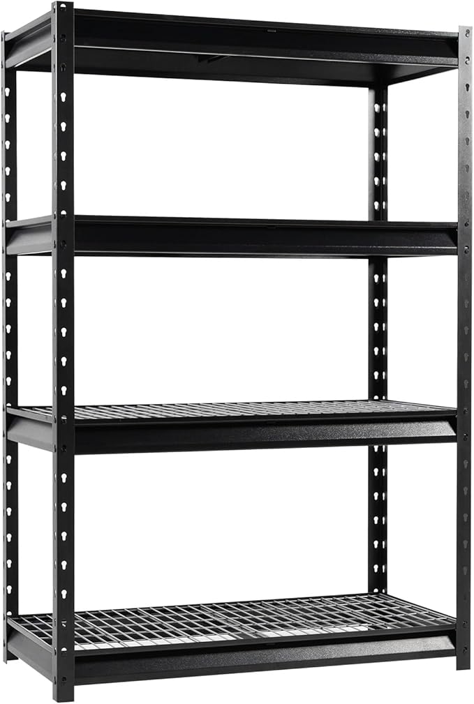 Shuntong The Atlas 48" W Heavy Duty Garage Shelving Unit Load 12000 Lbs, Metal Shelves for Storage, Adjustable All Steel Industrial Rack, 48" W x 24" D x 72" H, Black