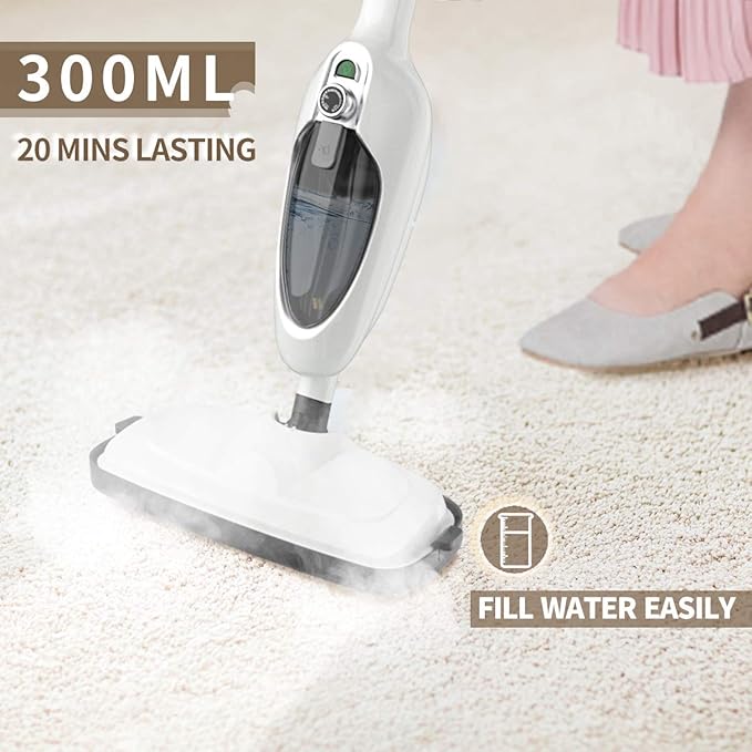Steam Mop for Hardwood Cleaning, Steam Cleaner, Multipurpose Adapter Accessories, Floor Steamer, Lightweight, 20ft Power Cord, 2 Pads, 1200W, 300ml Water Capacity, 18 Secs Heat Up by Sandoo, SC1050