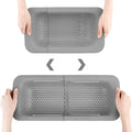 Collapsible Colander Kitchen Extendable Strainer Fruits Vegetables Noodle Pasta Food Drain Basket Space-Saver Portable Drainer Over Sink (1, 3#Grey)
