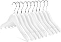 Nature Smile Kids Baby Children Toddler Wooden Shirt Coat Hangers with Notches and Anti-Rust Chrome Hook Pack of 10 (White)