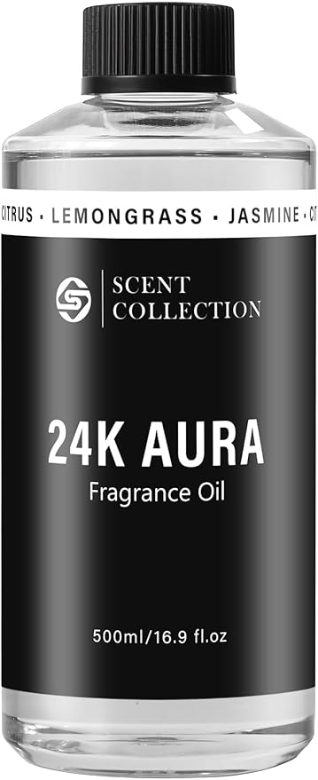 Luxury Hotel Scent 24K Aura Diffuser Oil Waterless Essential Aromatherapy for Cold Air & Car Diffusers – Long Lasting Refill for Large Room & Home - Non Toxic, Signature Lemongrass (500ml/16.9Fl oz)