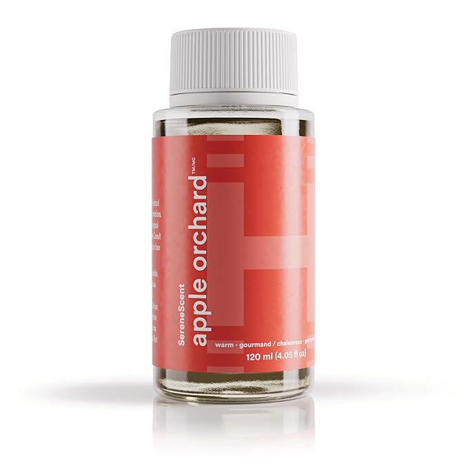 Homedics SereneScent Waterless Diffuser Oil Refill — Apple Orchard (120ml). Uplifting Home Fragrance. Compatible with SereneScent Diffusers. Easy Twist Plug & Play.