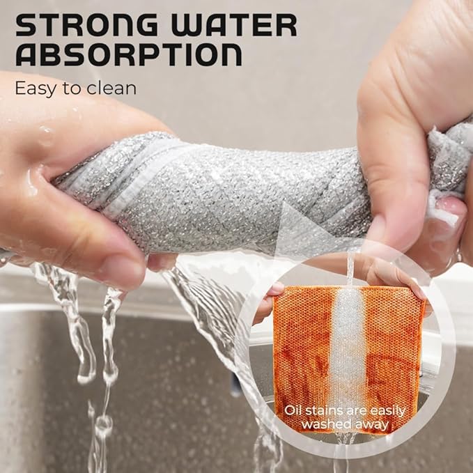 DSACL Multipurpose Wire Dishwashing Rags for Wet and Dry, 2025 Upgrade Non Scratch Metal Wire Dishcloth, Reusable Premium Metal Scrubbing Pads Sponge Clean for Home Kitchen Stove Tops (20Pcs)