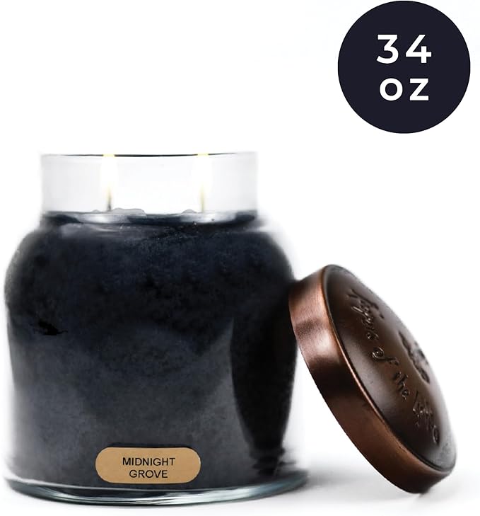 A Cheerful Giver — Midnight Grove - 34oz Papa Scented Candle Jar with Lid - Keepers of The Light - 155 Hours of Burn Time, Gift for Women, Blue