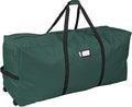 ProPik Rolling Christmas Tree Storage Bag, Fits Up to 7.5 Ft. Tall Disassembled Holiday Tree, 22" x 16" x 50", Large Heavy Duty Xmas Storage Container with 2 Wheels & Handles, 600D Oxford (Green)