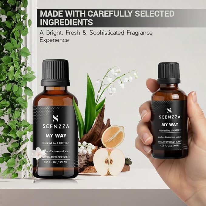 My Way Luxury Diffuser Scent Inspired by 1 Hotel® Miami Beach – Fresh & Woodsy Fragrance with Leather & Sandalwood- Fragrance Scent for Ultrasonic & Waterless Diffusers – 120 ml / 4.05 fl oz