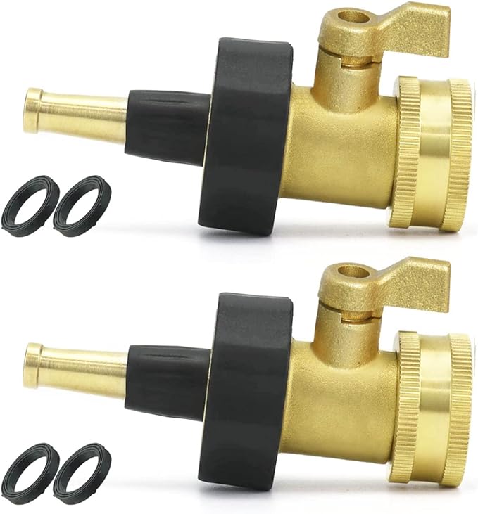 PLG Jet Nozzle Hight Pressure Hose Nozzle with Shut-off Valve - Heavy Duty Brass Nozzle for Outdoor Cleaning, Patio, Driveway, Roof & Car Washing, 2 Pack