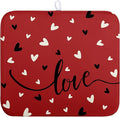 Wnoesat Valentine Dish Drying Mat for Kitchen Counter Valentines Day Red Black Love Heart Holiday Drying Mats Absorbent Microfiber Dish Draining Mat Medium Dish Rack Pad 16x18 Inch