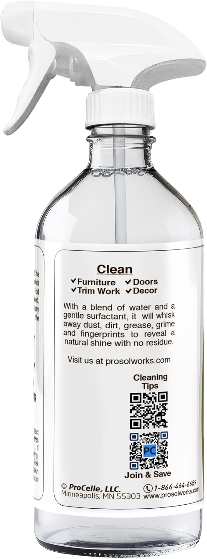 PROSOL WORKS Daily Dusting Spray Surface Cleaner 16 oz - Wood Cleaner Cleaning Spray for Tables, Banisters, Old Wooden Cabinet, Doors, Decors & Antique Restorer Revealing Natural Shine