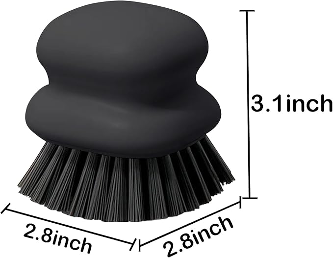Dish Brush with Handle, Kitchen Scrub Brushes for Cleaning, Dish Scrubber with Nylon bristles for Sink, Pots, Pans(1Pack Black Nylon bristles)