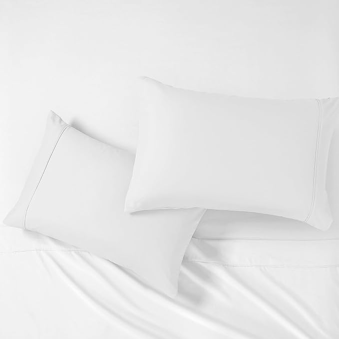 Modern Threads Soft Microfiber Solid Sheets - Luxurious Microfiber Bed Sheets - Includes Flat Sheet, Fitted Sheet with Deep Pockets, & Pillowcases White Full