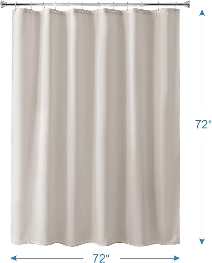 Amazer Khaki Shower Curtain Liner, Khaki Fabric Shower Liner, 2-in-1 Bathroom Shower Curtain and Liner, 12 Grommet Holes, Water Proof, Machine Washable, Hotel Quality, 72 x 72 Inches