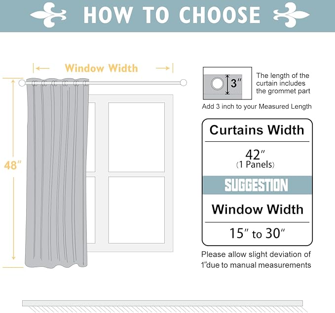 ChrisDowa Blackout Curtains 48 inches Long for Bedroom - Grommet Thermal Insulated Room Darkening Curtains for Living Room (1 Panel, Navy Blue, 42 x 48 Inch)