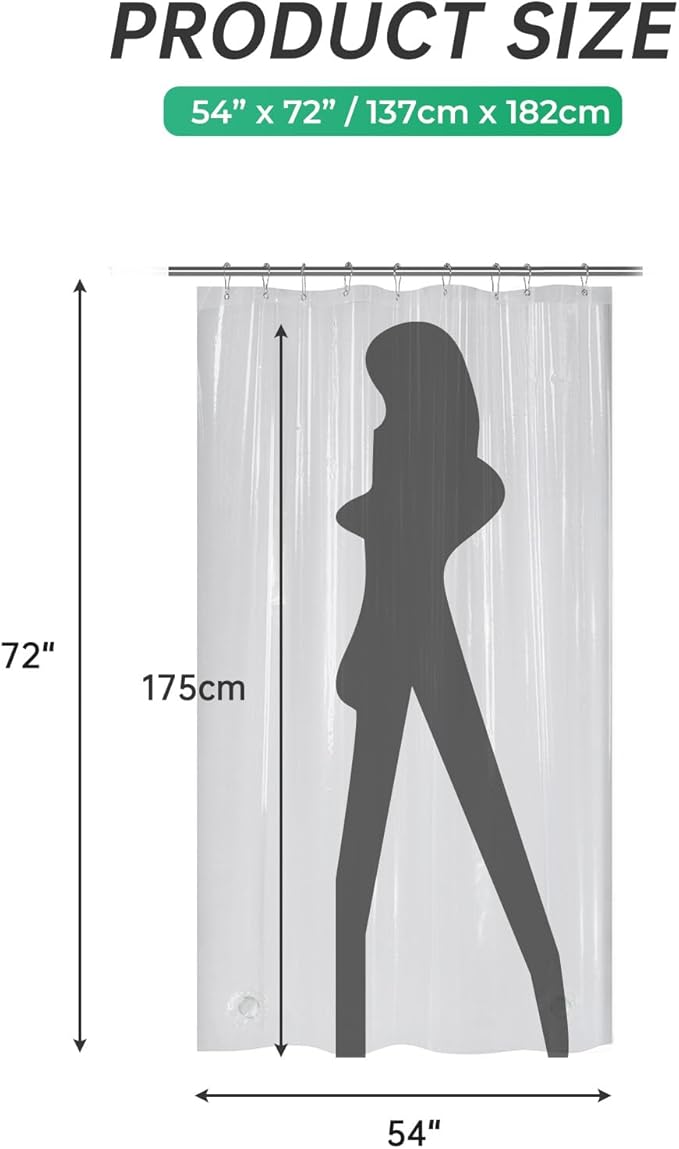 AmazerBath 54x72 Shower Curtain Stall, Plastic Small Shower Curtain Clear, Heavy Duty Thick PEVA, Stand Up Shower Stall Size with 2 Weighted Stones and 9 Grommets