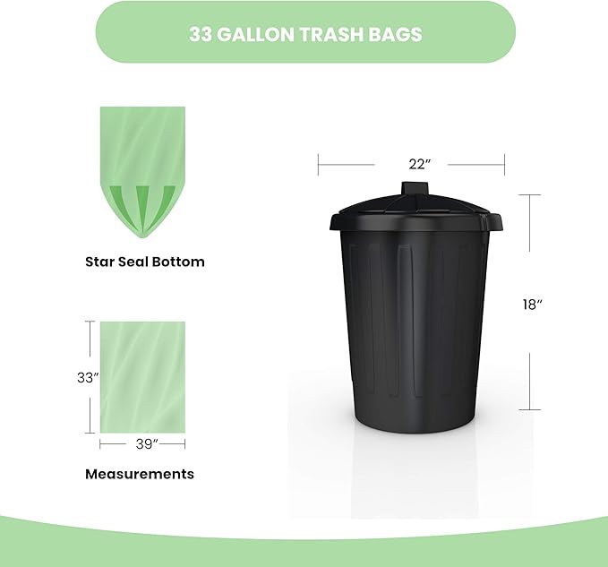 Reli. Biodegradable 33 Gallon Trash Bags | 250 Count Bulk | ASTM D6954 | Green | Eco-Friendly | Oxobiodegradable Under Certain Conditions (See Product Description)