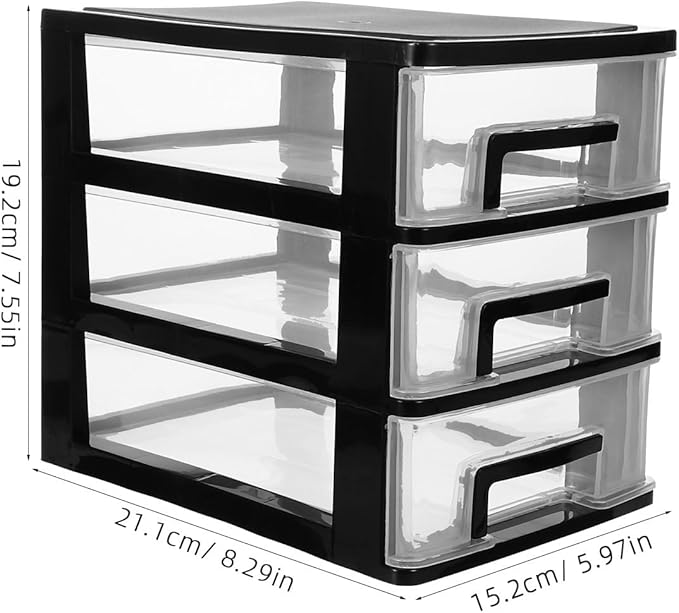 Wakauto Three-Layer Plastic Drawer Storage Organizer Rack,Portable Desktop Storage Cabinet for Efficient Space Management for Makeup Office Supplies and Home Organization(21.1 * 15.2 * 19.2 Inch)