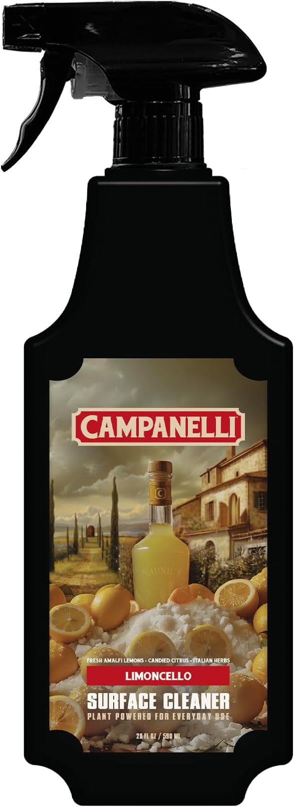 CAMPANELLI Luxury Surface Cleaner – Plant-Powered, Non-Toxic, Eco-Friendly, Safe & Natural Cleaner for Kitchen, Bathroom & Home – 20 oz - Limoncello Scent