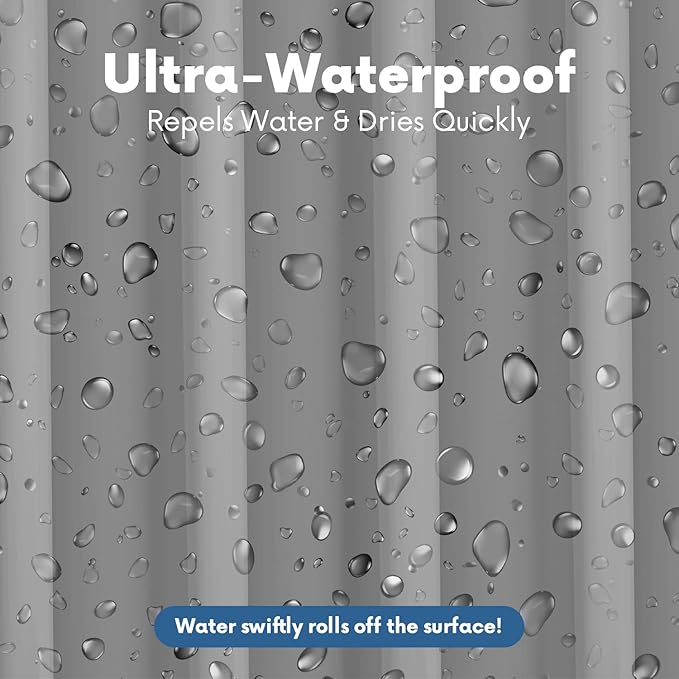 Premium Shower Curtain Liner, 72"W X 70"H - PVC-Free, 6G PEVA Shower Curtain with 12 Rust Proof Grommets And Magnet-weighted Bottom Hem - Moisture Stain Proof Shower Curtain Liner - Gray