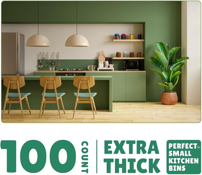 Compost Bags, Compostable Trash Bags 3 Gallon Compostable Bags Small Compost Bags for Countertop bin Extra Thick 0.71 Mil. ASTM D6400 Certified By BPI and TÜV AUSTRIA (3 Gallon, 100 Units)