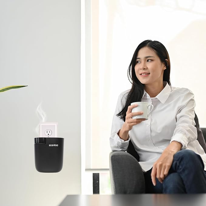 Smart Plug-in Scent Diffuser with App Control | Waterless Cold Air Diffuser | Hotel-Inspired Scent Included | 600 Sq. Ft. Coverage | Thanksgiving & Housewarming Gift | Black