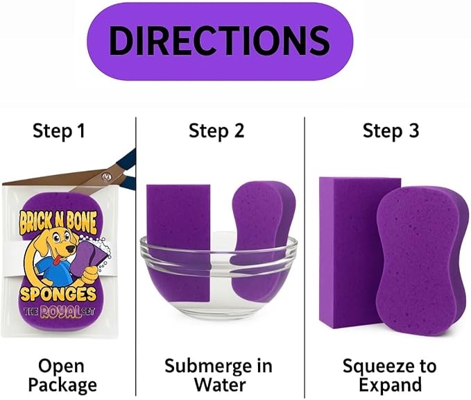 Multi-Purpose Sponges for Cleaning - Purple Sponge 10 Pack, Large Sponges for Car Washing, Tile & Grout, Bulk Pack Sponge