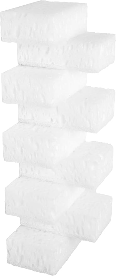 Okleen White Multi Use Scrub Sponges. Made in Europe. 9 Pack, 4.3x2.8x1.4 inches. Odorless Delicate Scrubber for Kitchen and Household Cleaning