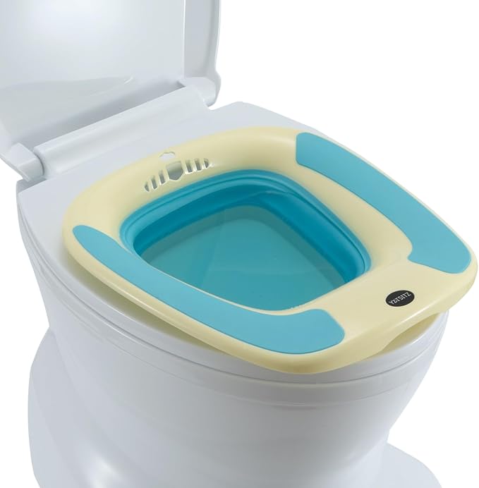 Sitz Bath, Foldable Sitz Bath for Hemorrhoids, Sitz Bath for Toilet Seat, Sitz Bath for Postpartum Care, Sits Bath Tub for Women Men Adults, Sitz Bath Soak Salts Basin, Hip Bath Bowl, Blue