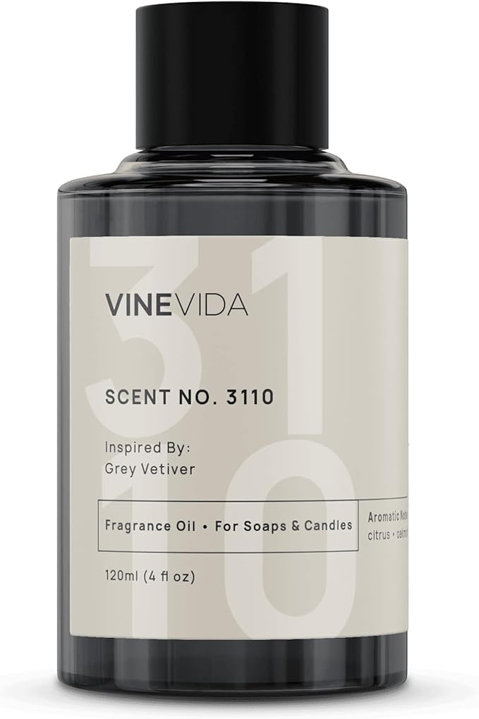 VINEVIDA Scent NO. 3110 Fragrance Oil - 120mL (4oz) - Inspired by: Grey Vetiver Fragrance Oil for Candle Making - Made in USA Candle Scents Scents for Soap Making