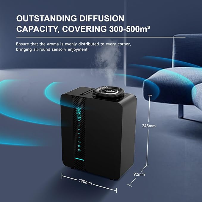 Waterless Diffuser - Aroma Scent Machine Aromatherapy Smart LCD Touch & APP Control 2000 Sq.Ft Essential Oil Diffusers 200ML Oil Level Monitoring for Large Room, Hotel, Office, Metal Material