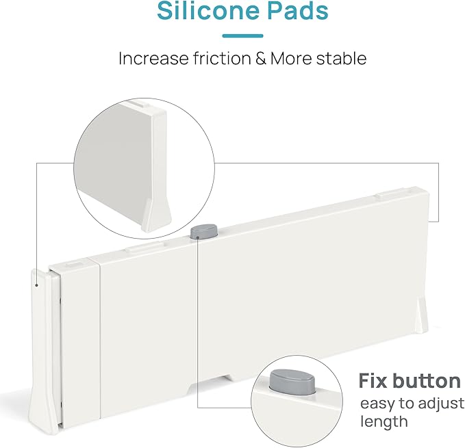 Vtopmart 6 Pack Drawer Dividers for Clothes, 4" High 11.3"-17" Adjustable Expandable Dresser Drawer Organizer, Plastic Drawers Separators for Dresser, Baby Clothes, Underwear, Kitchen & Office Storage