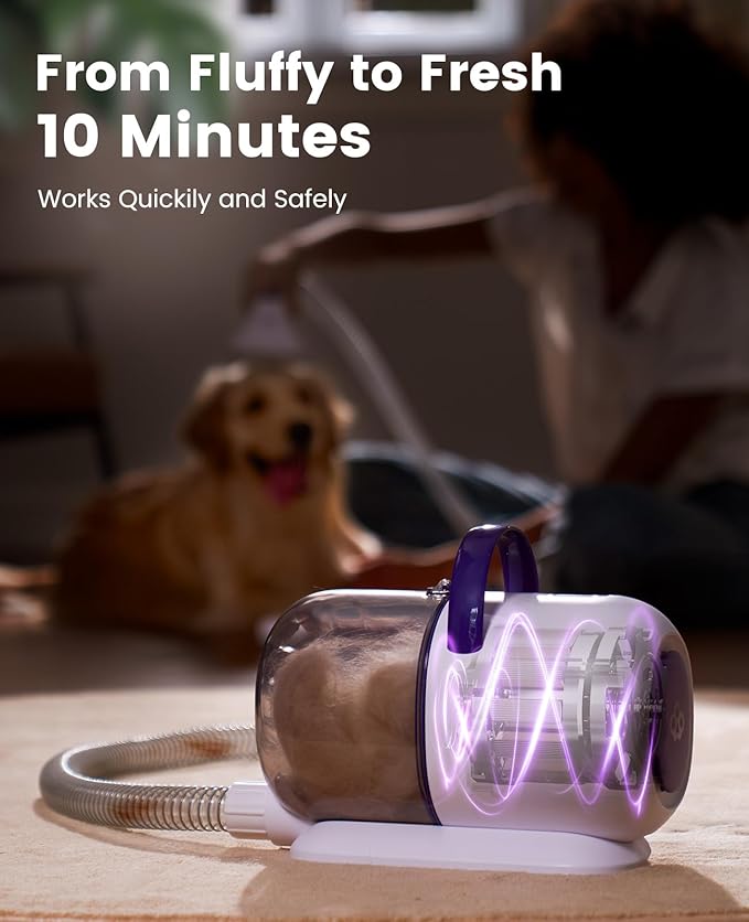 oneisall Dog Grooming Vacuum Kits: 15000Pa Shedding Brush with Grooming Tools, 3 Suction Low Noise, Pet Grooming Vacuum for Thick and Undercoat, 1.5L Dust Cup Dog Hair Vacuum, Home Cleaning, LM5