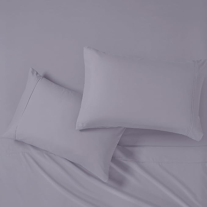 Modern Threads Soft Microfiber Solid Sheets - Luxurious Microfiber Bed Sheets - Includes Flat Sheet, Fitted Sheet with Deep Pockets, & Pillowcases Lilac Marble Full